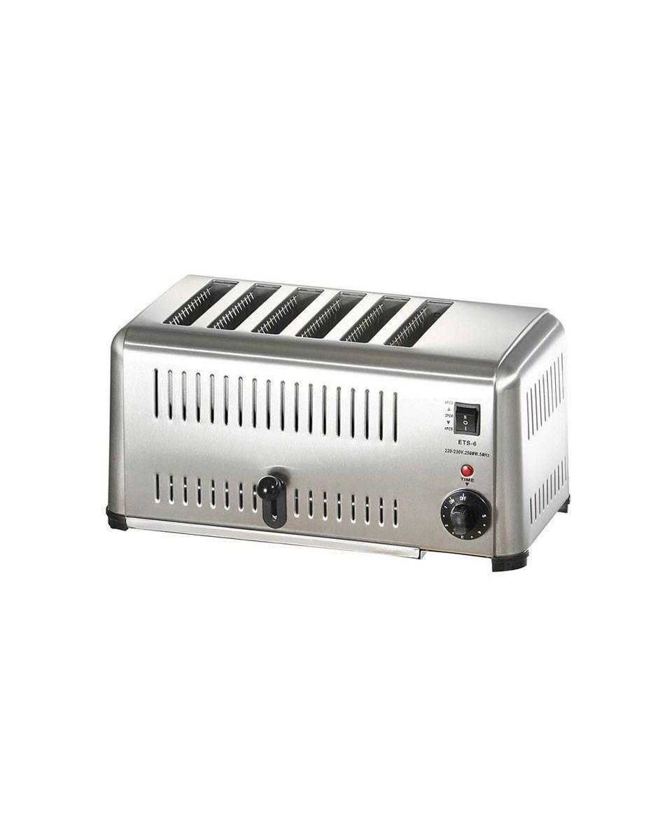 Broodrooster - 6 sleuven - RVS - 2500W - Promoline