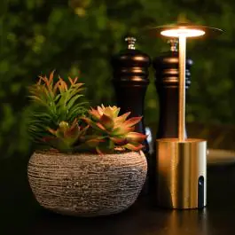 Terras Tafellamp Paraguas - Led Verlichting - Oplaadbaar - Goud - G-Line