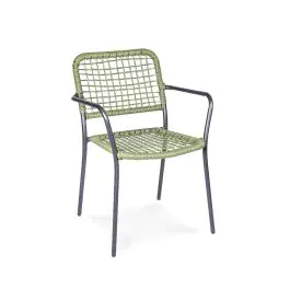 Terrasstoel Dinner - Rattan - Stapelbaar - Olijfgroen - G-Line
