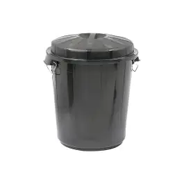 Afval Container - H 58.5 CM - 2.576 KG - Ø49.5 CM - Zwart - 70 Liter - Denox - 600051