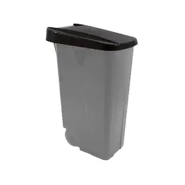 Afval Container - H 88 x 42 x 57 CM - 4.1 KG - Polypropyleen - Zwart - 110 Liter - Denox - 600094