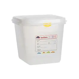 Voedseldoos - 1/6 GN - 2.6 Liter - H 15 x 17.6 x 16.2 CM - Polypropyleen - Transparant - -40°C / +100°C - Luchtdicht Afsluitbaar - Denox - 600390