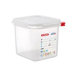 Voedseldoos - 1/6 GN - 2.6 Liter - H 15 x 17.6 x 16.2 CM - Polypropyleen - Transparant - -40°C / +95°C - Luchtdicht Afsluitbaar - Araven - 962362