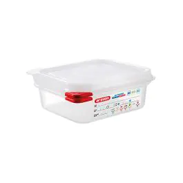 Voedseldoos - 1/6 GN - 1.1 Liter - H 6.5 x 17.6 x 16.2 CM - Polypropyleen - Transparant - -40°C / +95°C - Luchtdicht Afsluitbaar - Araven - 962364
