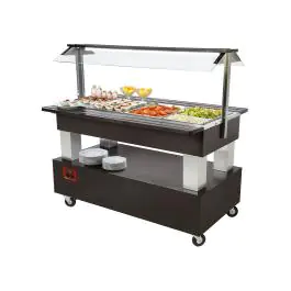 Gekoeld Buffet - 4 x 1/1 GN - Wengé hout - H 137 x 144 x 66 CM - Diamond - BSB/4N-B1-R2