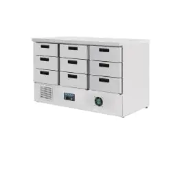 Koelwerkbank - 9 x 1/1 GN - 368 Liter - 9 laden - H 88 x 136.5 x 70 CM - 230 V - Polar - FA441