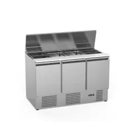 Saladette - 3-Deurs - 368 Liter - RVS - 230V - H 87.5 x B 136.5 x D 70 CM - G-Line