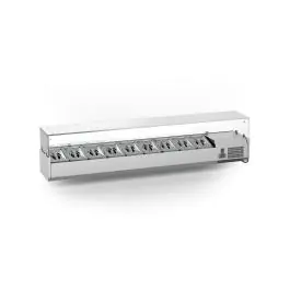 Gekoelde Opzetvitrine - 7 x 1/3 GN - Glazen Opzet - 230V - B 160 CM - G-Line