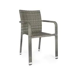 Terrasstoel Lincoln - Stapelbaar - Armleuning - Gevlocht Rattan - Grijs - G-Line
