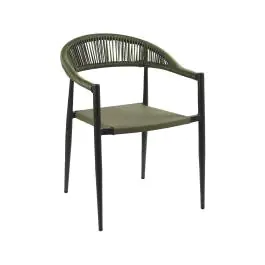 Terrasstoel Joanna - Stapelbaar - Armleuning - Rattan - Groen - G-Line