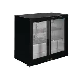 Koelkast glazen deur - 198 Liter - Zwart - 2 deurs - H 85 x 90 x 52 CM - 230 V - Polar - GL010