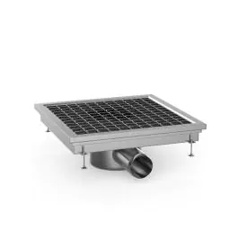 Vloerput goot/afvoer - RVS - 30 x 30 x 13.5 CM - Ø7 CM - Met zijuitloop