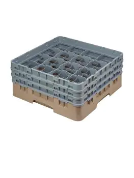 Vaatwaskorf - 16 comparitmenten - Beige - H 22.5 x 50 x 50 CM - Polypropyleen - Cambro - DE783
