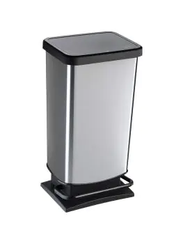 Pedaalemmer - 40 Liter - Zwart / RVS - Rotho - Paso - 522863