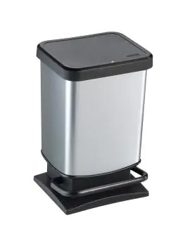 Pedaalemmer - 20 Liter - Zwart / RVS - Rotho - Paso - 522862