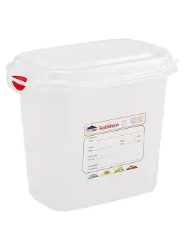 Voedseldoos - 1/9 GN - 1.5 Liter - H 15 x 17.6 x 10.8 CM - Polypropyleen - Transparant - -40°C / +100°C - Luchtdicht Afsluitbaar - Denox - 600350