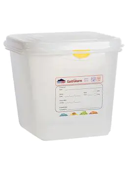 Voedseldoos - 1/6 GN - 2.6 Liter - H 15 x 17.6 x 16.2 CM - Polypropyleen - Transparant - -40°C / +100°C - Luchtdicht Afsluitbaar - Denox - 600390