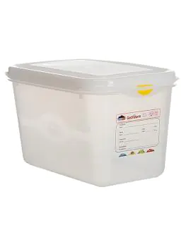 Voedseldoos - 1/4 GN - 4.3 Liter - H 15 x 26.5 x 16.2 CM - Polypropyleen - Transparant - -40°C / +100°C - Luchtdicht Afsluitbaar - Denox - 600420