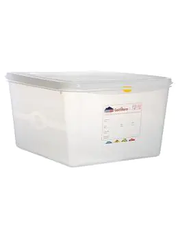 Voedseldoos - 2/3 GN - 15 Liter - H 20 x 35.4 x 32.5 CM - Polypropyleen - Transparant - -40°C / +100°C - Luchtdicht Afsluitbaar - Denox - 600520