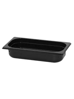 Gastronormbak - 1/3 GN - 2.93 Liter - H 6.5 x 32.5 x 17.6 CM - Polycarbonaat - Zwart - -40°C / +100°C - Caterchef - 853034