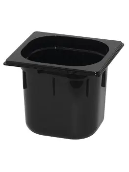 Gastronormbak - 1/6 GN - 2.21 Liter - H 15 x 17.6 x 16.2 CM - Polycarbonaat - Zwart - -40°C / +100°C - Caterchef - 853062