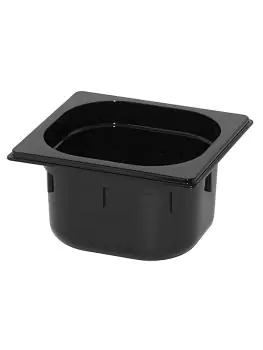 Gastronormbak - 1/6 GN - 2.14 Liter - H 10 x 17.6 x 16.2 CM - Polycarbonaat - Zwart - -40°C / +100°C - Caterchef - 853063
