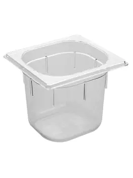 Gastronormbak - 1/6 GN - 2.3 Liter - H 15 x 17.6 x 16.2 CM - Polycarbonaat - Transparant - -40°C / +100°C - Caterchef - 953062