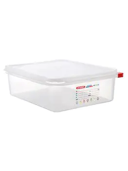 Voedseldoos - 1/2 GN - 6.5 Liter - H 10 x 32.5 x 26.5 CM - Polypropyleen - Transparant - -40°C / +95°C - Luchtdicht Afsluitbaar - Araven - 962323