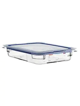 Voedseldoos - 1/2 GN - 2.8 Liter - H 6.5 x 32.5 x 26.5 CM - Polycarbonaat - Transparant - -40°C / +99°C - Met Siliconen Afdichtrand - Araven - 962424
