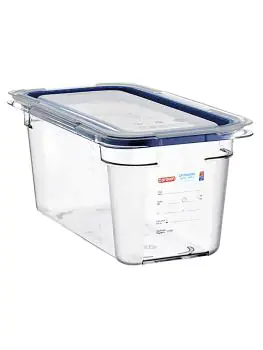 Voedseldoos - 1/3 GN - 4.7 Liter - H 15 x 32.5 x 17.6 CM - Polycarbonaat - Transparant - -40°C / +99°C - Met Siliconen Afdichtrand - Araven - 962432