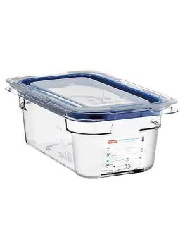 Voedseldoos - 1/4 GN - 2.2 Liter - H 10 x 26.5 x 16.2 CM - Polycarbonaat - Transparant - -40°C / +99°C - Met Siliconen Afdichtrand - Araven - 962443