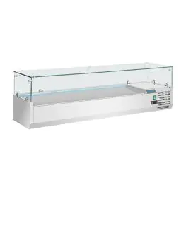 Gekoelde opzevitrine - 5 x 1/3 GN + 1 x 1/2 GN - H 43.5 x 150 x 39.5 CM - 230 V - RVS/Glas - Polar - GD876