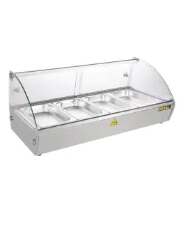 Warmhoudvitrine - 4 x 1/3 GN - H 33.6 x 77.3 x 42 CM - 230 V - RVS/Glas - Buffalo - CW147