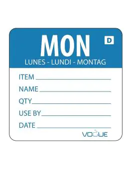 Voedselettiketten - Maandag - Oplosbaar - 250 stuks - H 4.9 x 6 CM - Vogue - GH351