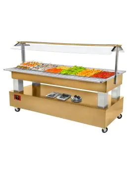 Gekoeld Buffet - 6 x 1/1 GN - Eiken hout - H 137 x 207 x 66 CM - Diamond - BSB/6N-D1-R2