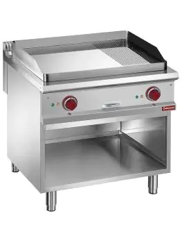 Bakplaat - Elektrisch - Glad / Geribbeld - Chroom - 80 CM - Diamond - E9/PMCA8