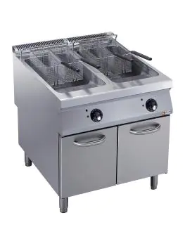 Friteuse - 2 x 23 Liter - Elektrisch - Aftapkraan - Onderstel - Diamond - E22/F46A8-S