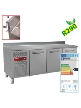 Koelwerkbank - 3 deurs - 395 Liter - H 90 x 200 x 60 CM - Motor links - Diamond - BMIV20/R2-BA