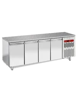 Pizzawerkbank - 4 deurs - Graniet - H 90 x 255 x 80 CM - Motor rechts - Diamond - TP4N/HG-R2