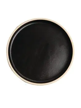 Bord - 6 stuks - Zwart - Ø 18 x H 1.5 CM - Steengoed - Olympia - FA314