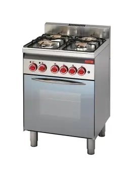 Gasfornuis - 600 Line - 4-pits - Heteluchtoven - H 85 x 60 x 60 CM - 220-240 V - RVS - Gastro M - GN013