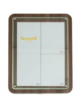 Menukaart Display - Veiligheidsglas - Walnoot - RVS - H 75 x B 57 CM - Securit