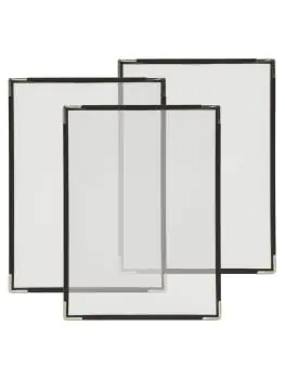 Menukaart Crystal - 3 Stuks - A4 - Dubbelzijdig - RVS Randen - Transparant - Polypropyleen - Securit