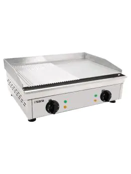 Grillplaat - Elektrisch - Gegroefd + Glad - RVS - 230V - H 23.5 x B 60 x D 46 CM - Saro - 172-3205