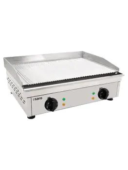 Grillplaat - Elektrisch - Gegroefd - RVS - 230V - H 23.5 x B 60 x D 46 CM - Saro - 172-3210
