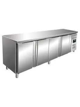 Koelwerkbank - 4-Deurs - Digitale Temperatuurregeling - RVS - 393 Liter - 220V - H 89 x B 223 x D 70 CM - Saro - 323-1472