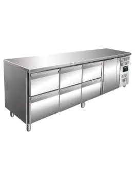 Koelwerkbank - 1-Deurs - Digitale Temperatuurregeling - RVS - 246 Liter - 230V - H 89 x B 223 x D 70 CM - Saro - 323-10726