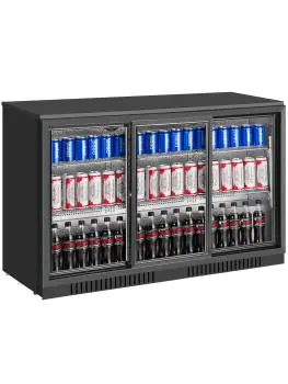 Koelkast - 320 Liter - 3-Deurs - Glazen Deur - Geventileerd - Zwart - G-Line