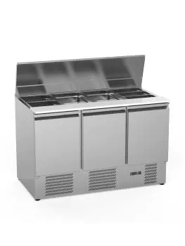 Saladette - 3-Deurs - 368 Liter - RVS - 230V - H 87.5 x B 136.5 x D 70 CM - G-Line