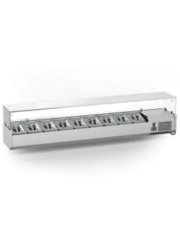 Gekoelde Opzetvitrine - 9 x 1/3 GN - Glazen Opzet - 230V - B 200 CM - G-Line